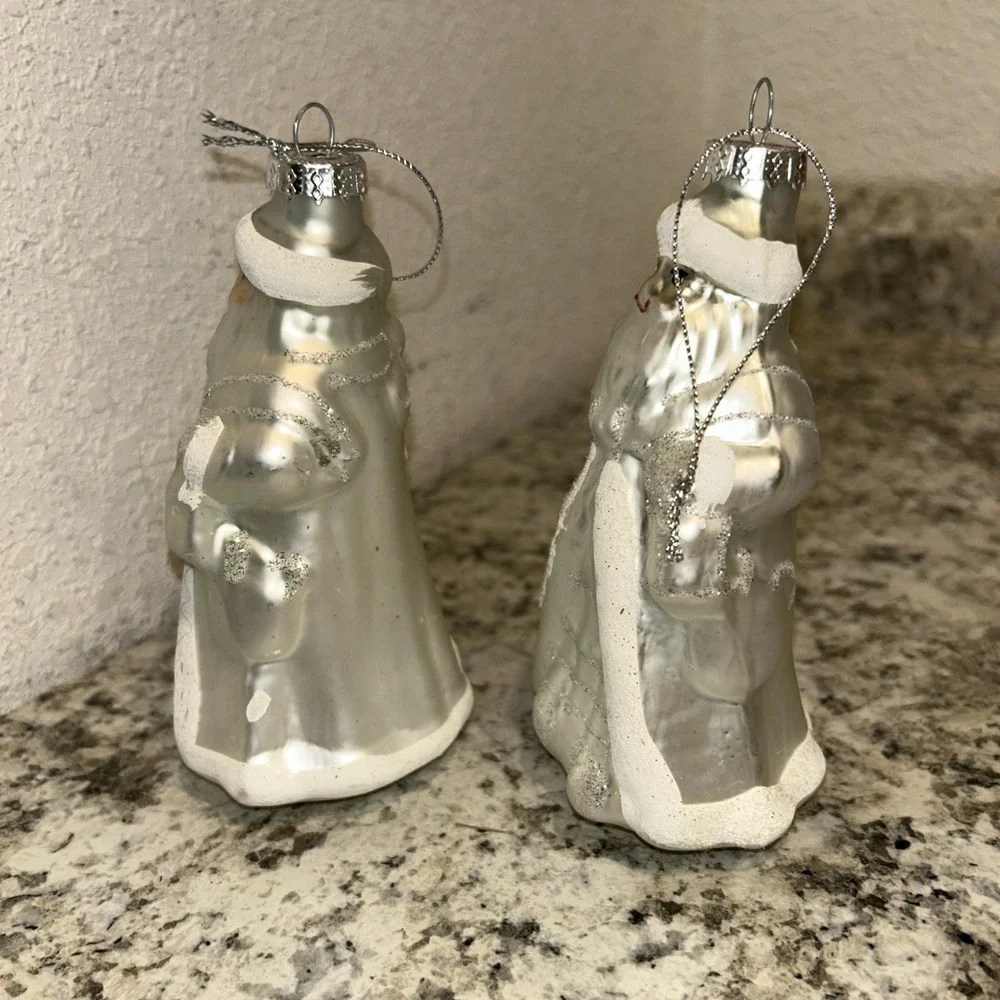 Vintage K-Mart Christmas Ornament Lot Of Santa‎ With Dog White